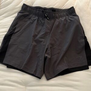 Gymshark Men’s Gray Athletic Training Shorts with Black Panels